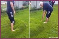 Man pops giant lawn bubble in his backyard and the footage immediately goes viral